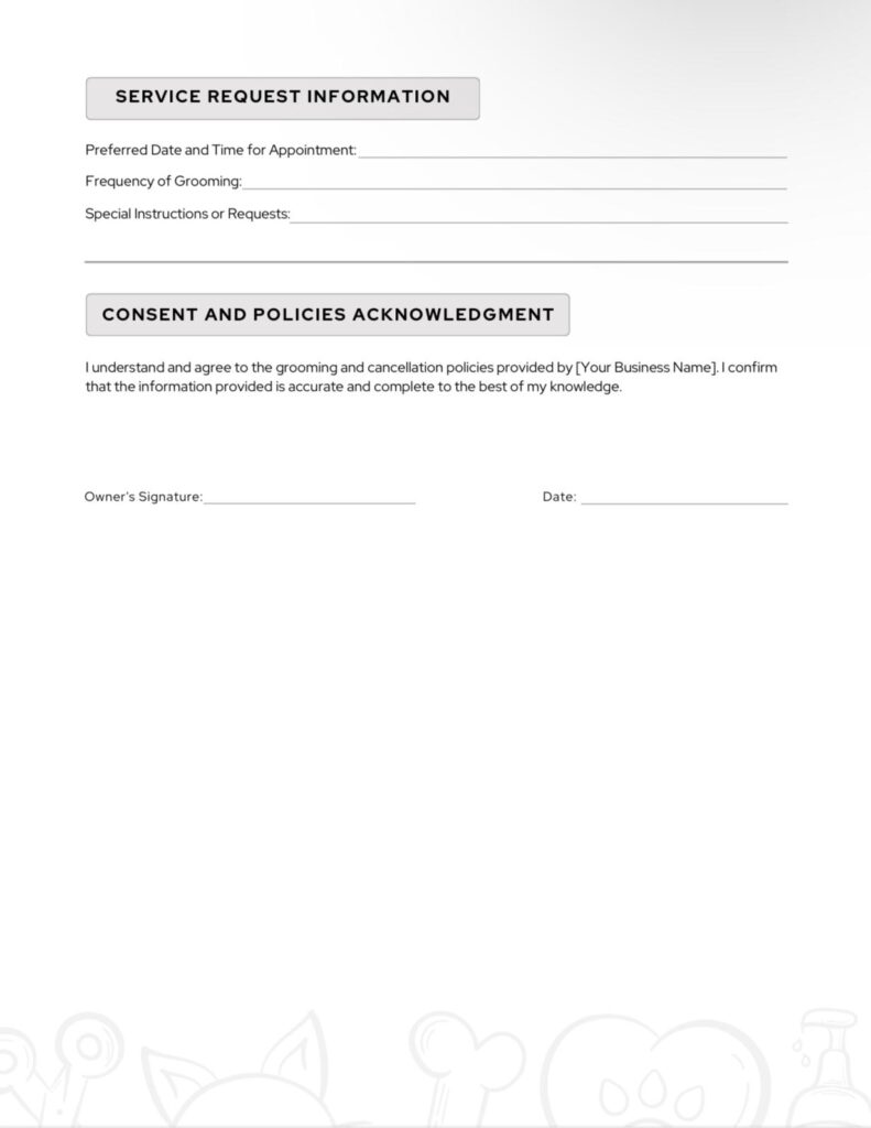 image of customer information form